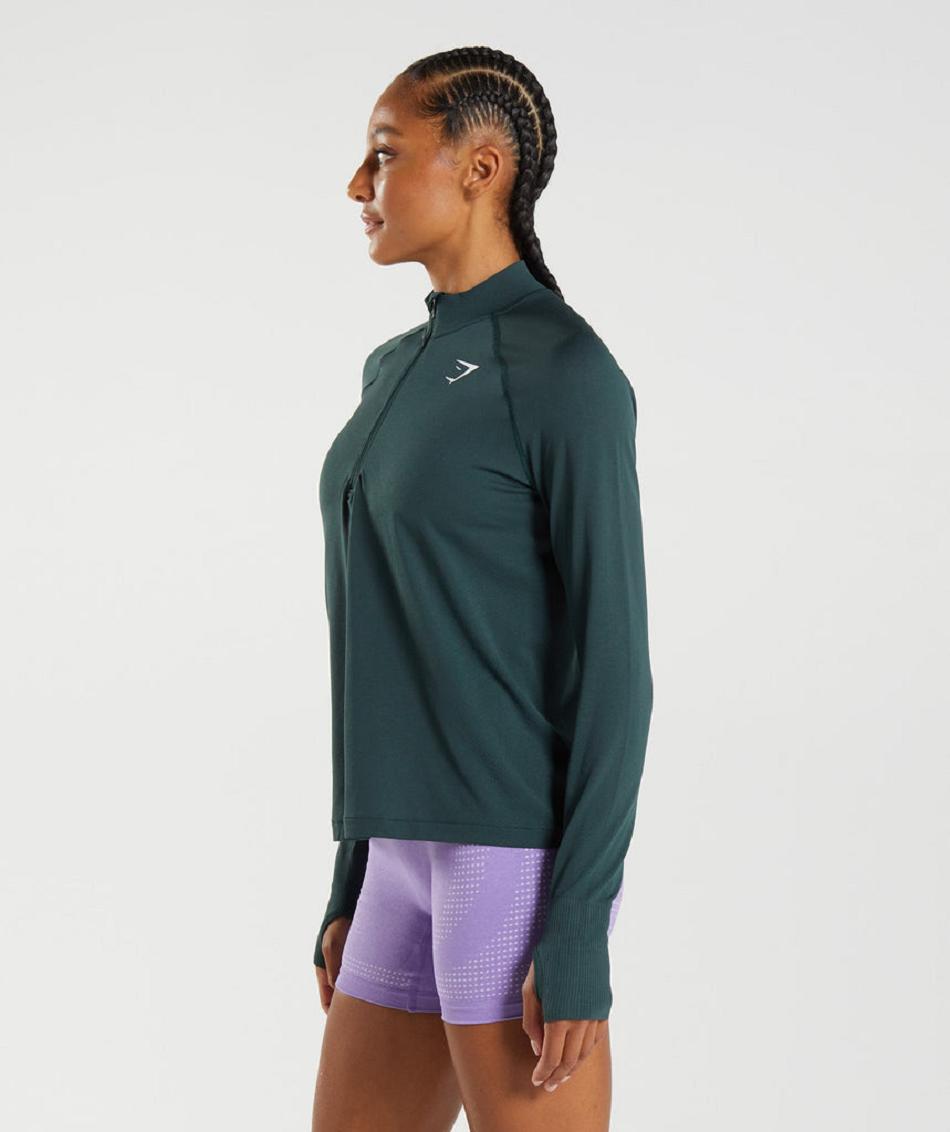 Gymshark Vital Seamless 1/2 Zip Ženske Accessories Zelene | HR 3789FDN